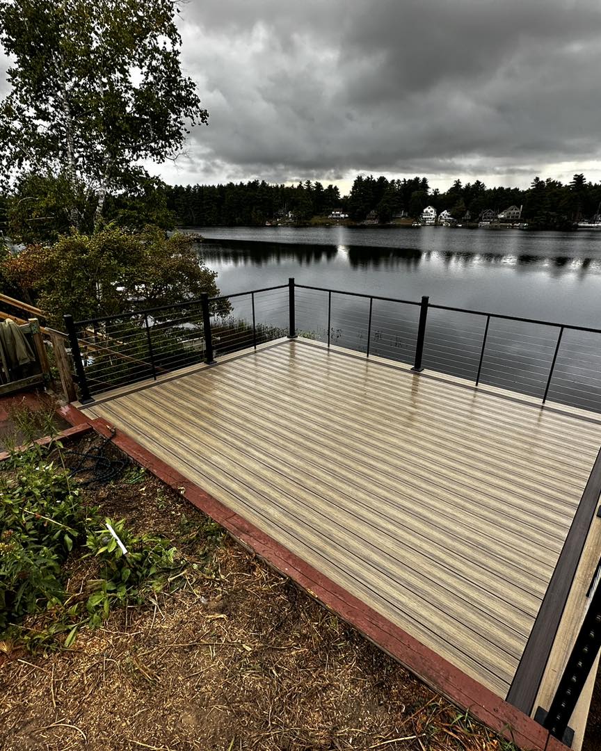 Lakefront deck with cable railing