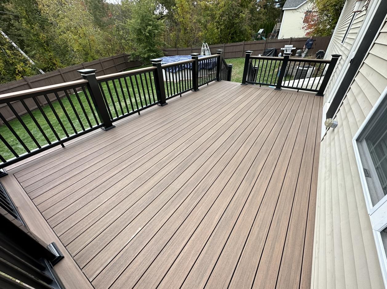 Premium Brown Composite — composite decking project in Southern NH